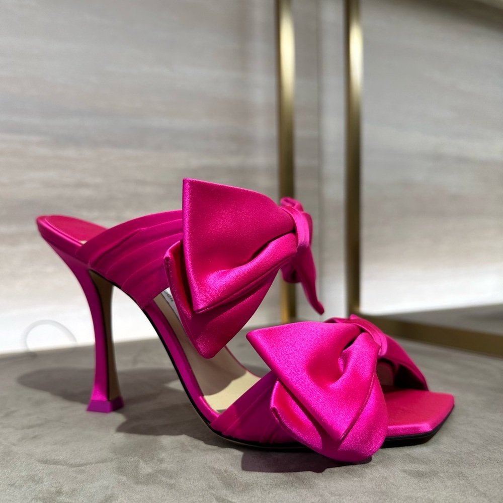 Jimmy Choo Pink Bow Heeled Sandals